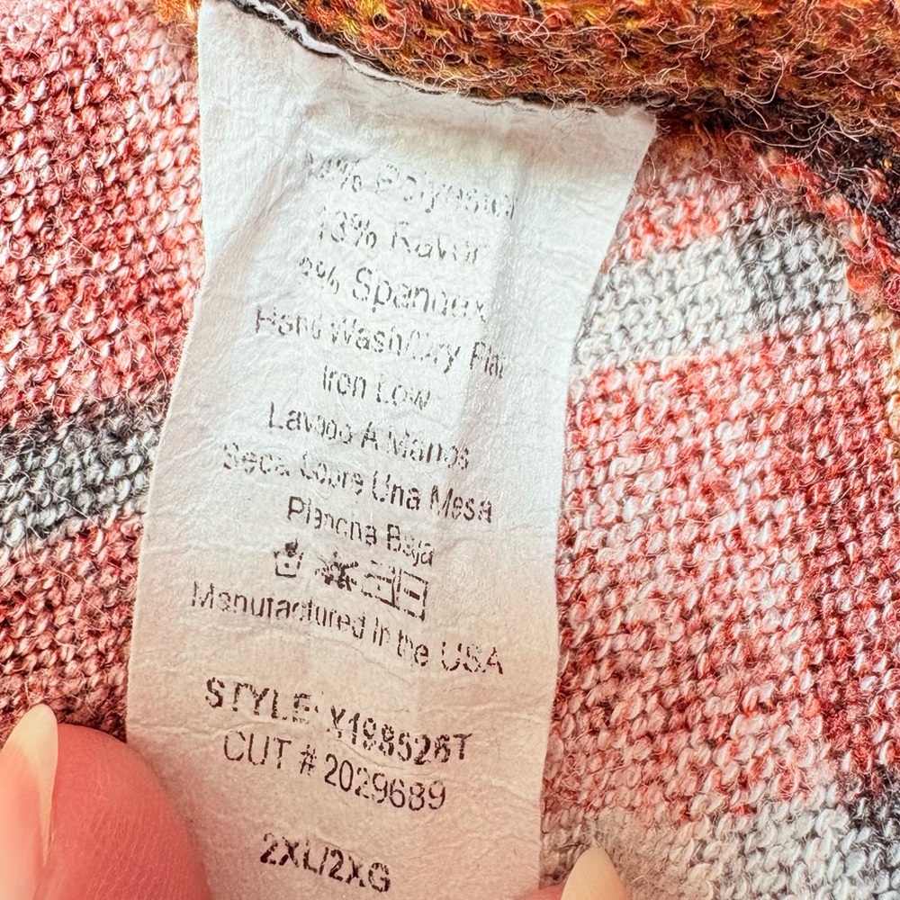 Chris & Carol Multicolor Plaid Cowl Neck Artsy Boho Lagenloom Poncho Sweater 2XL - Picture 9 of 15
